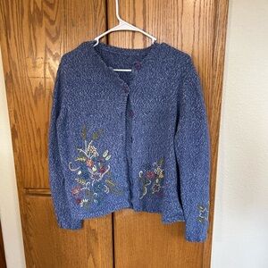 Embroidered Blue Women's Sweater
